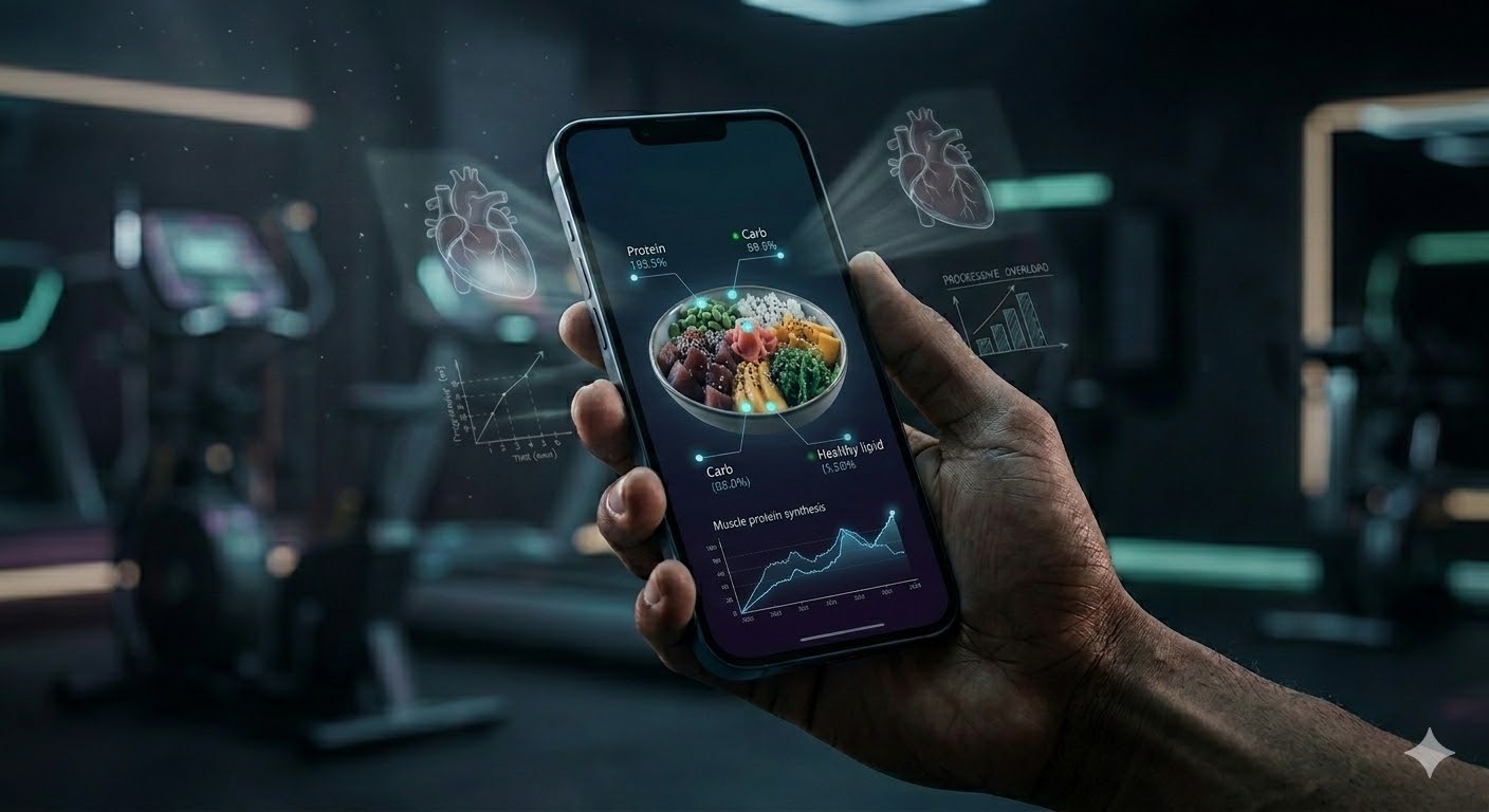 دمج التغذية الرياضية بالـ Fitness App والـ AI Fitness لتحقيق النتائج.